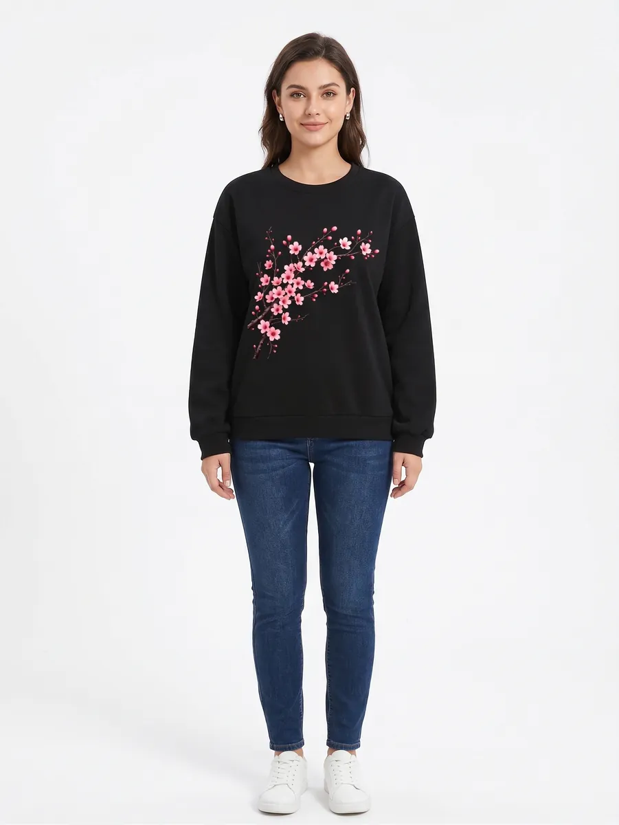 Suéter Sakura Negro detalle